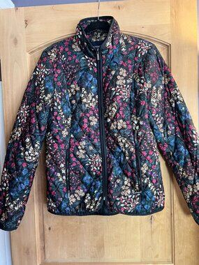 Floral Lands' End Quilted Jacket Size Small/Tall